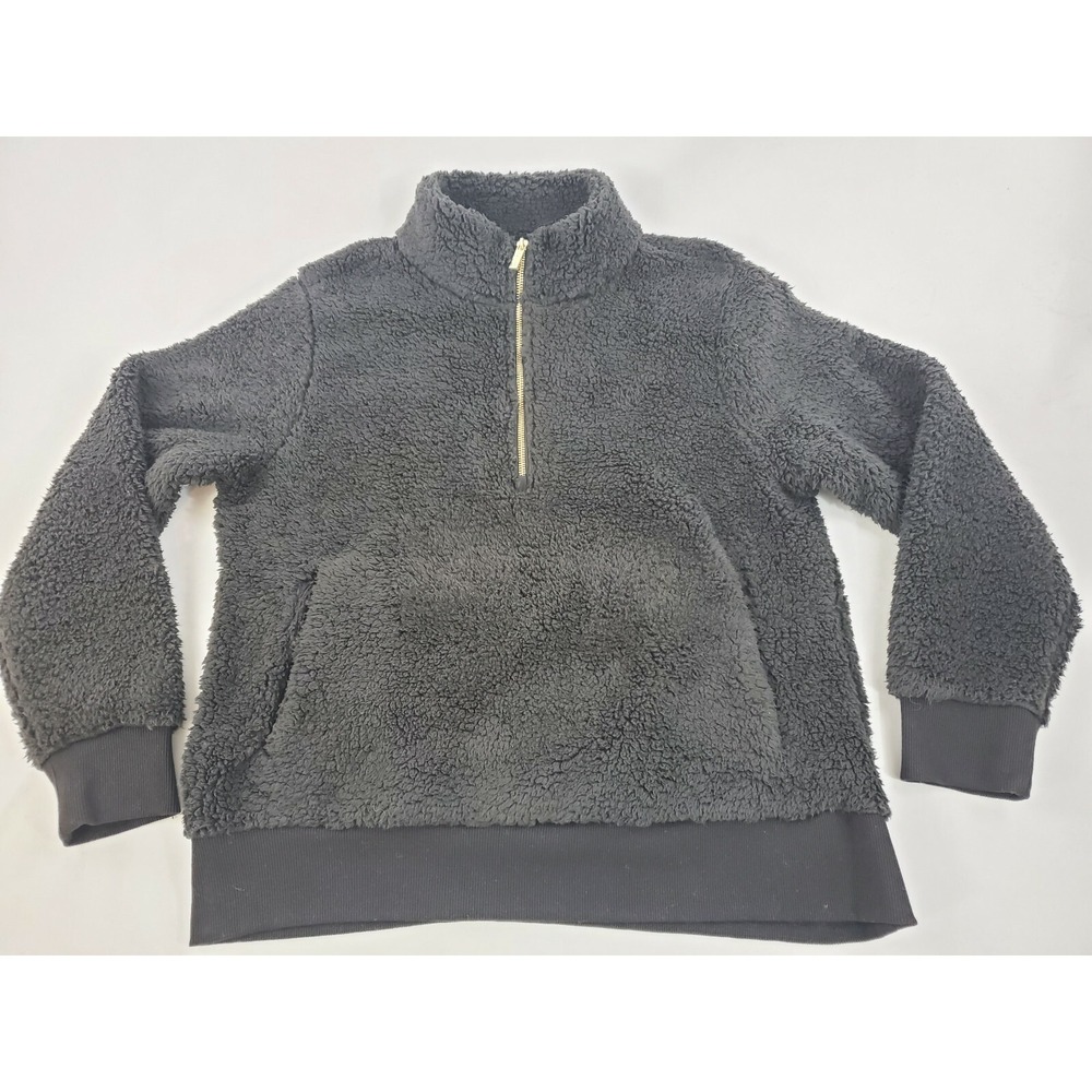 Calvin Klein Womens Sherpa Quarter Zip Jacket Jet Black M9XES802 Medium